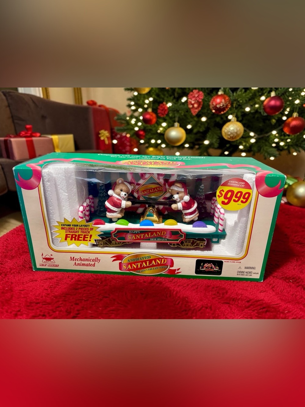 RARE Santaland  Bear Pumping Animated Christmas Train Collection VINTAGE